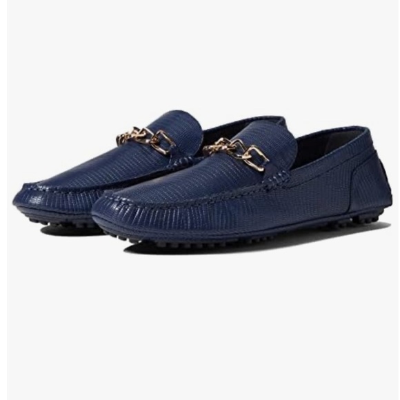 ALDO Davinch Lizard Embossed Loafer Driving Shoe Navy Blue Size 11…Normcore - Picture 8 of 16